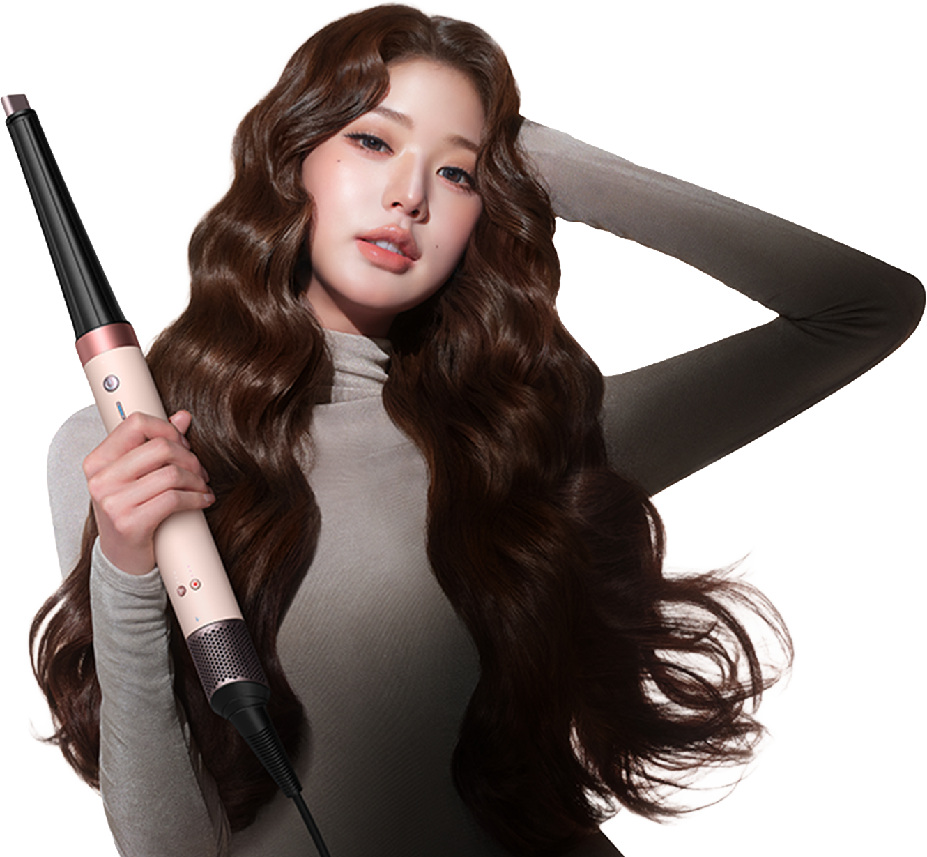 에어랩 코안다 2x를 든 모델